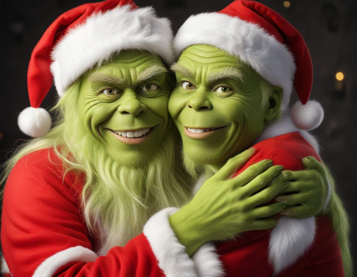 Grinch and Santa Claus hug and smile — работа пользователя Непревзойденная Гравитация