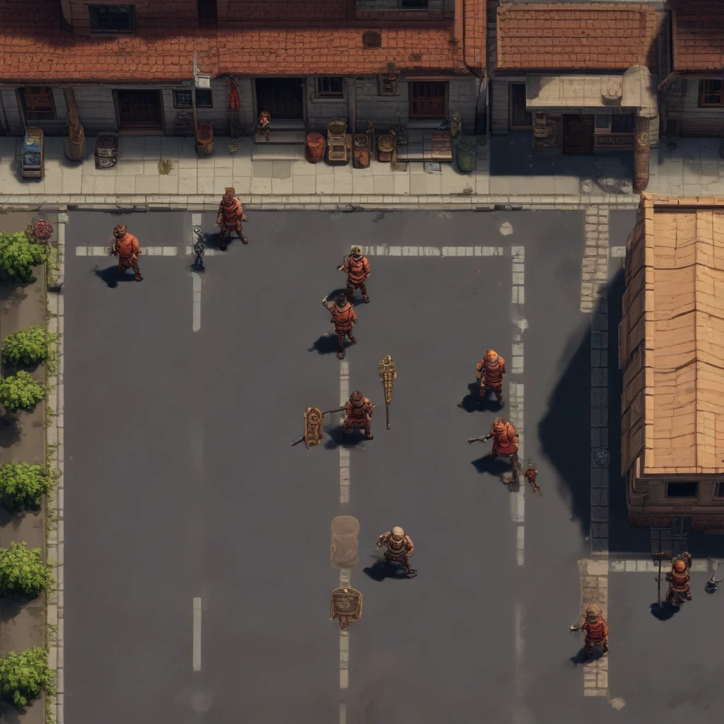 Screenshot of pixelart game, top down rpg, slaves on street — работа пользователя Искристая Плазма