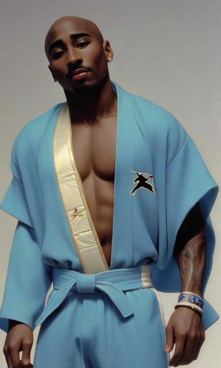 2pac в синем Кимоно спортивном дзюдо "Mizuno" с черным поясом дзюдо — работа пользователя Эффектный Иней