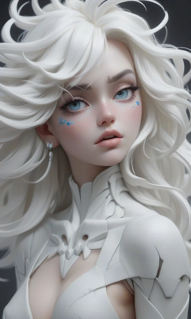 white powder is scattered on a white polished table and a drawing of a girl's figure is made of powder, beautifully, fascinatingly, attractively, with bright memorable…