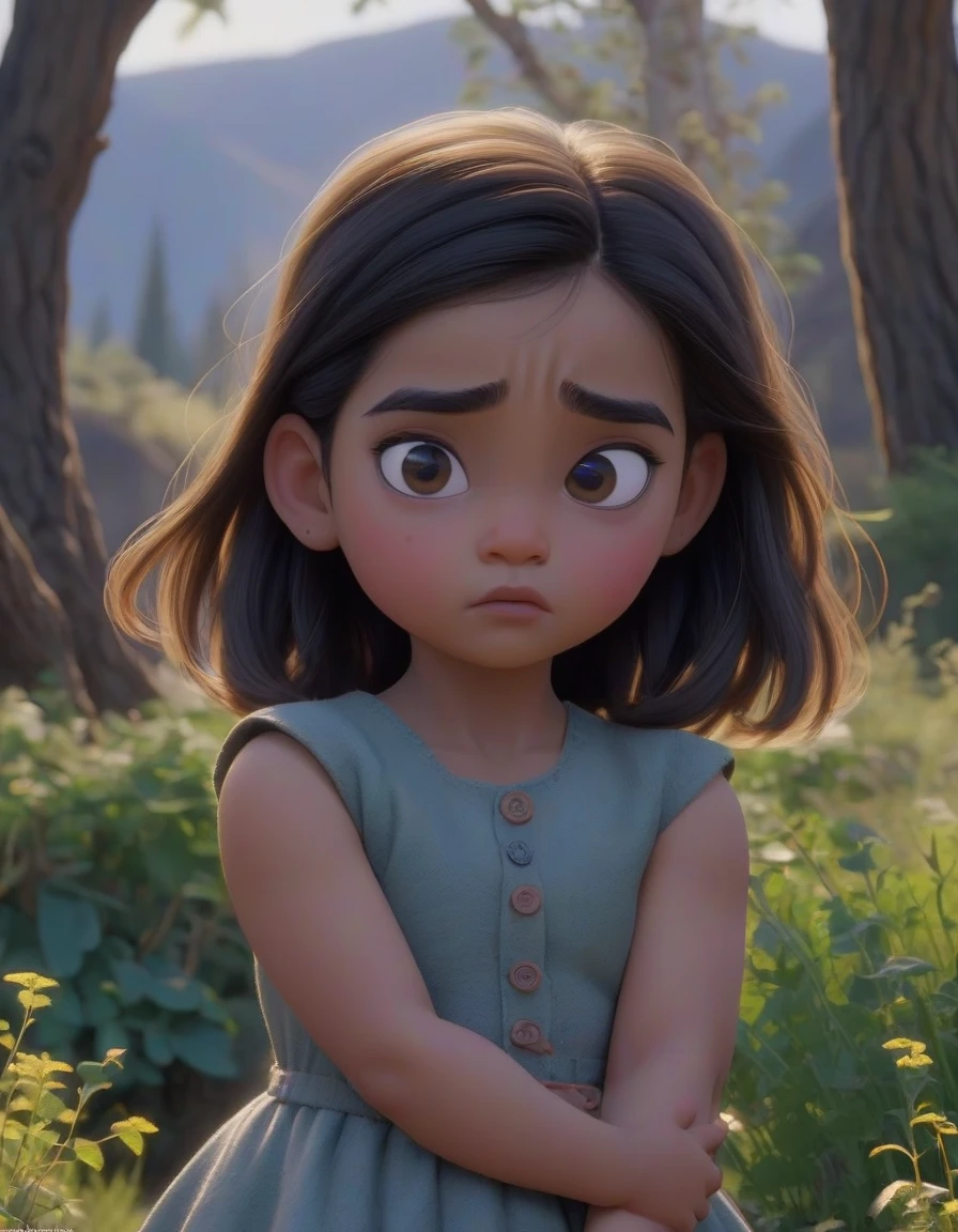 A still from the movie, with a grainy, low-contrast quality. A cute little girl next to her black panther , looking at each other with deep affection. The scene is set in…