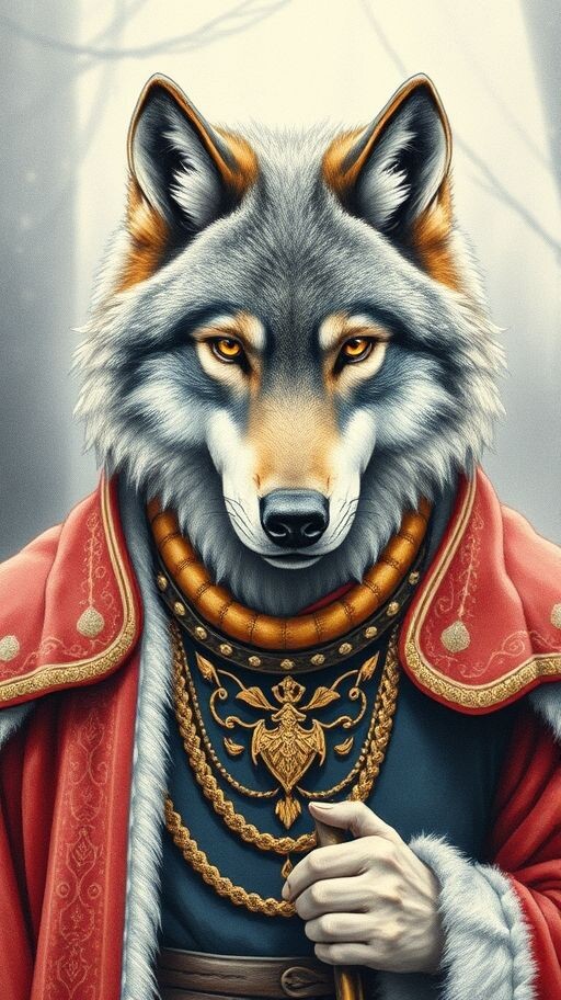 A three-dimensional pencil. Color depth, smooth contours. A beautiful image of a werewolf in a gorgeous outfit of a Slavic prince — работа пользователя Тёплый Взгляд