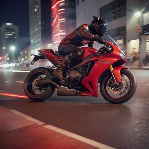 One motorcyclist rides fast in a competition. on the street. the background is blurred. the color is red and black. The image size is 1015*1355 pixels — работа пользователя…