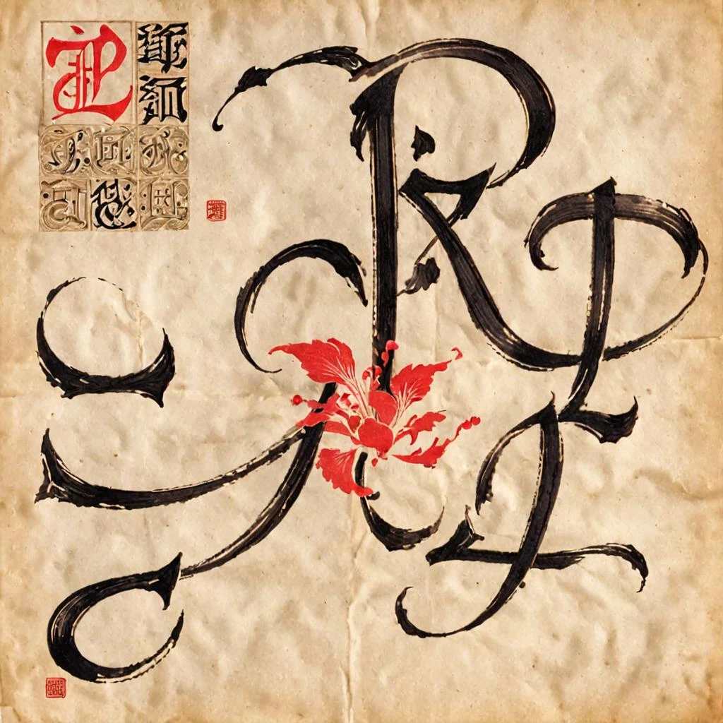 (exquisite calligraphy:1.2) (text "Elina":1.3) with a (capital letter stylized with flourishes:1.2) and (cadences:1.3). The (capital "E" in vibrant red…