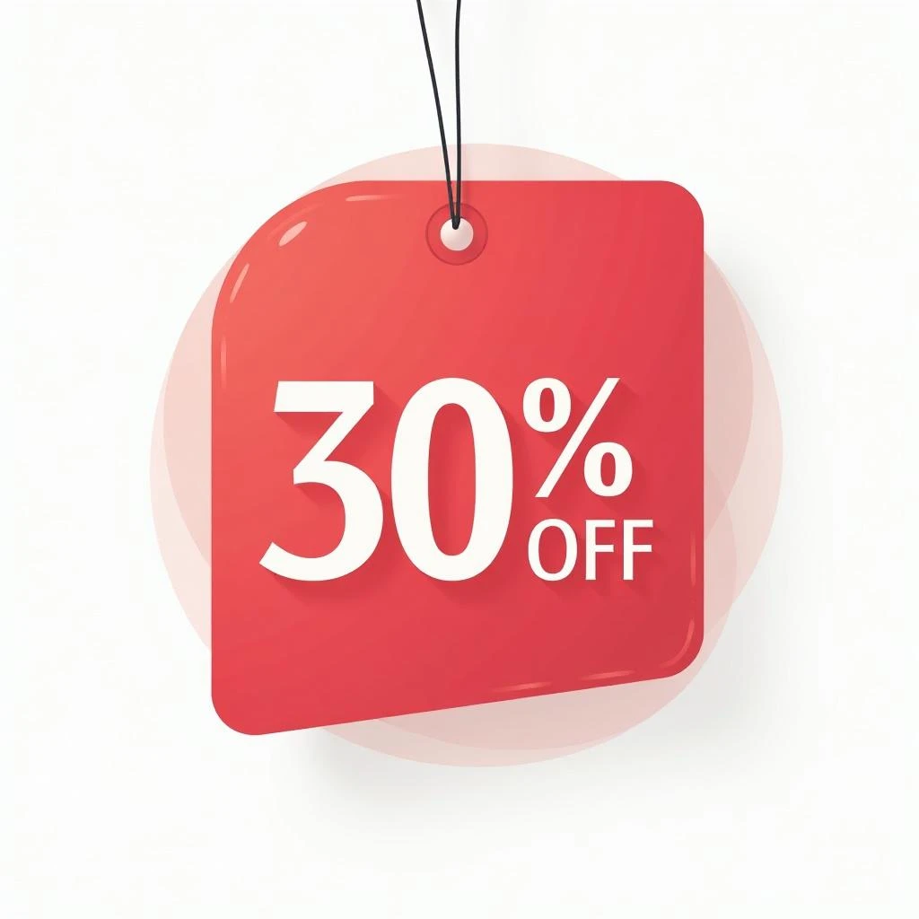 soft, feminine, gentle discount tag in red, white background — работа пользователя Кот Обормот